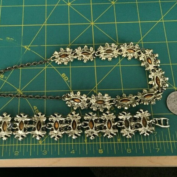 SOLD vtg Blue Givre Glass Necklace Bracelet Set - Picture 6 of 7